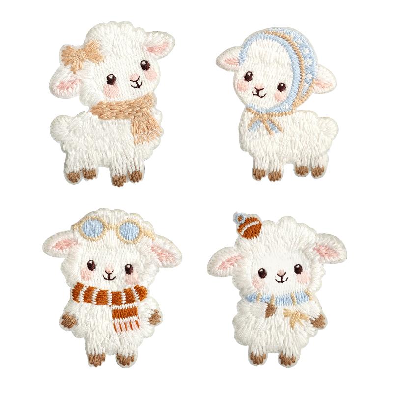

4Pcs DIY Decorative Self-Adhesive Sticker White Sheep Embroidery Patch For Tablet Mobile Phone Case Accessories Children s Gifts