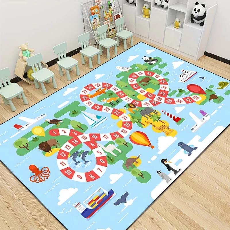 Snakes and Ladders Game Pattern Carpet Non-slip Home Living Room Sofa Area Rug Children's Early Education Institutions Floor Mat