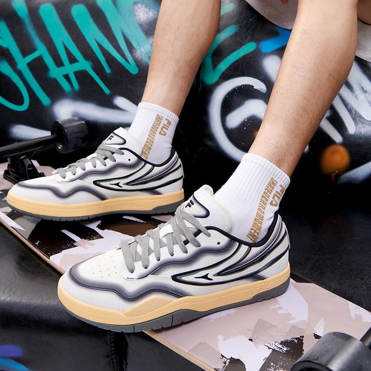 FILA Fusion T88 SKB Synthetic Leather Fashion Casual Wear Durable Low-Top Skate Shoes Men sneaker Off-White T12M232313FAB