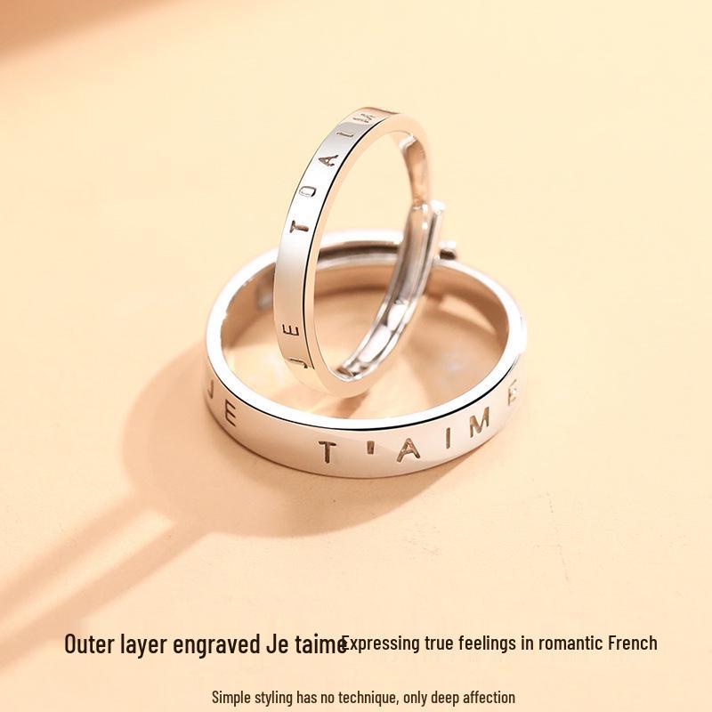 925 Sterling Silver French Couple Rings: Simple Luxurious Wedding Bands for Men & Women