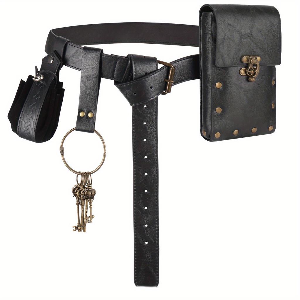 Style Collision! Steampunk Phone Bag with Medieval Leather Belt, the First Choice for Renaissance Cosplay Costume Accessories