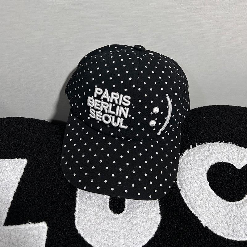 Smiling Face Polka Dots Star Letters Baseball Cap Women Deepen Big Head Circumference Casual Versatile Baseball Cap Men Trend