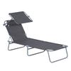 Folding Sun Lounger Garden Lounger, Sunshade, 4-position Adjustable Backrest, up to 120 kg, Grey