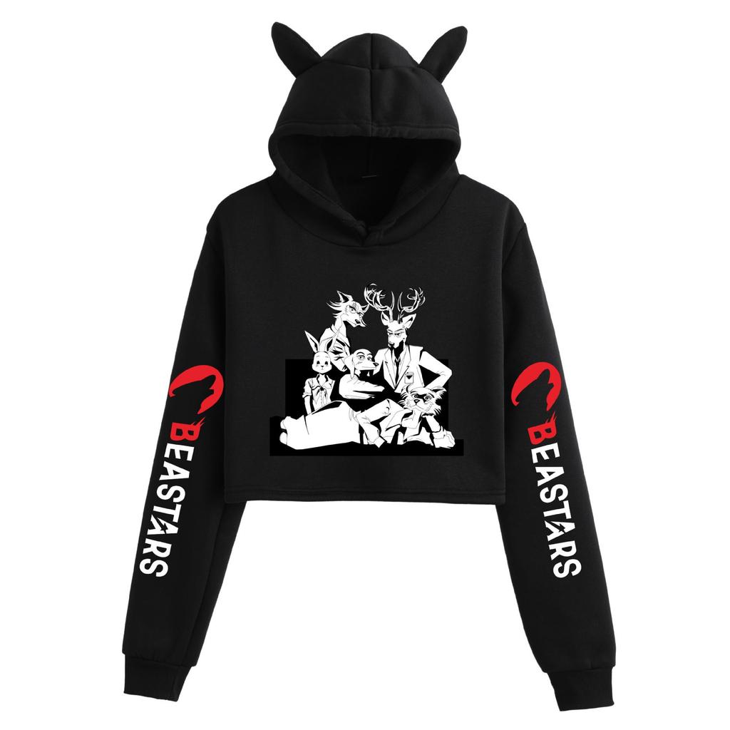 BEASTARS Animal Rhapsody Cat Ear Cropped Hoodie - Loose Street Style