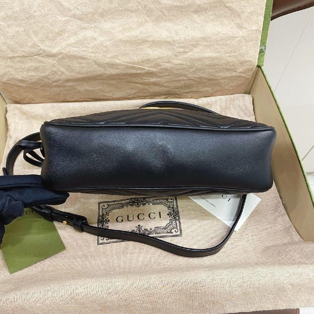 [Pre-Owned] Gucci GG Marmont Small Matelassé Shoulder Bag 'Black' - Excellent #14YGZT9