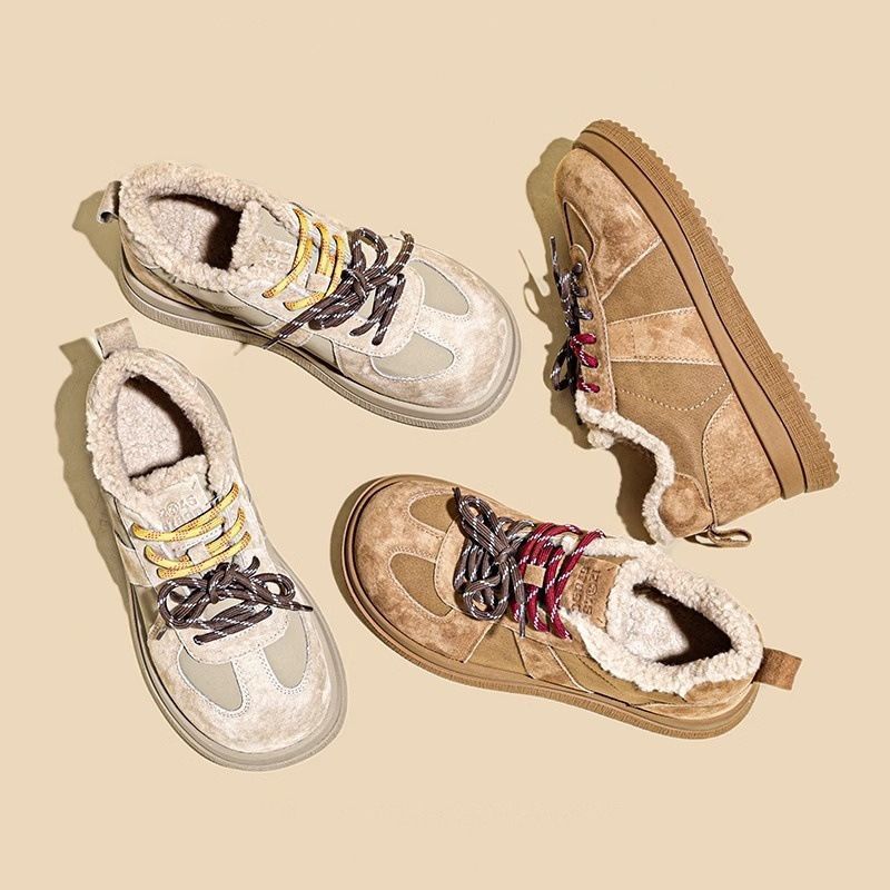 Korean Version of Snow Cotton Shoes In the Winter of 2025 New Thick-soled Niche Retro Fashion Versatile Velvet Thickened Cotton Shoes for Women