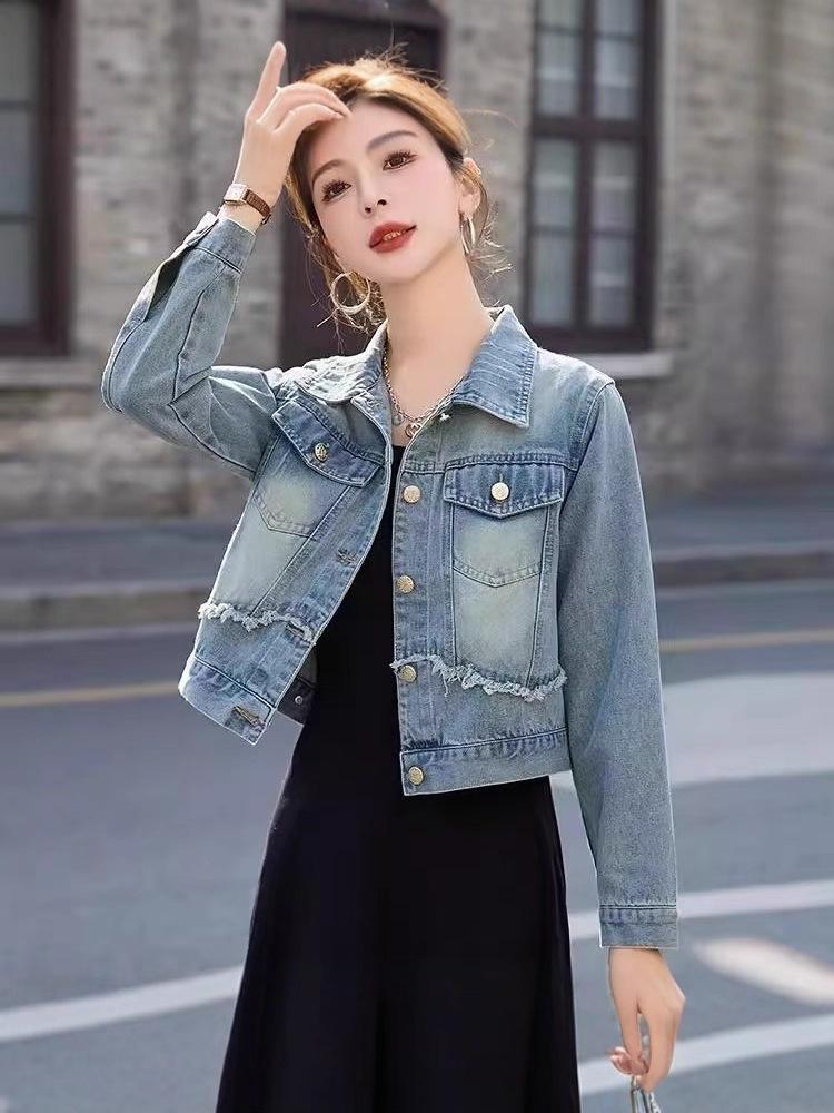Women's Retro Denim Jacket - Autumn 2025 Petite Collection, Age-Reducing Stylish Design