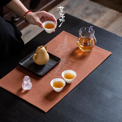 Mu Xi Shi Shi Cotton Linen Tea Mat - Heat-Insulating, Anti-Scalding, Simple Chinese-Style Tea Table Pad.