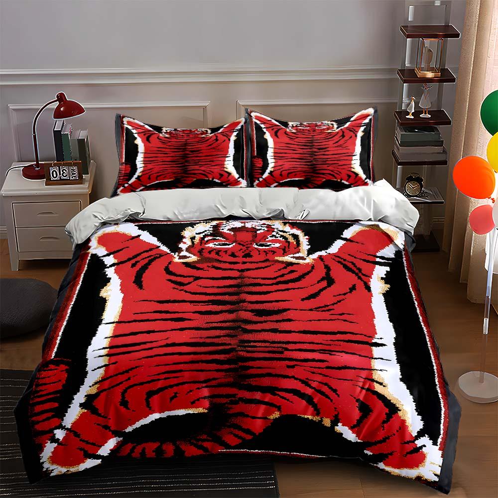 

Red tiger motif Bedding Duvet cover sets Duvet covers Pillowcases gifts (1 * Duvet Cover 2 * Pillowcases, without duvet insert) 135x200cm
