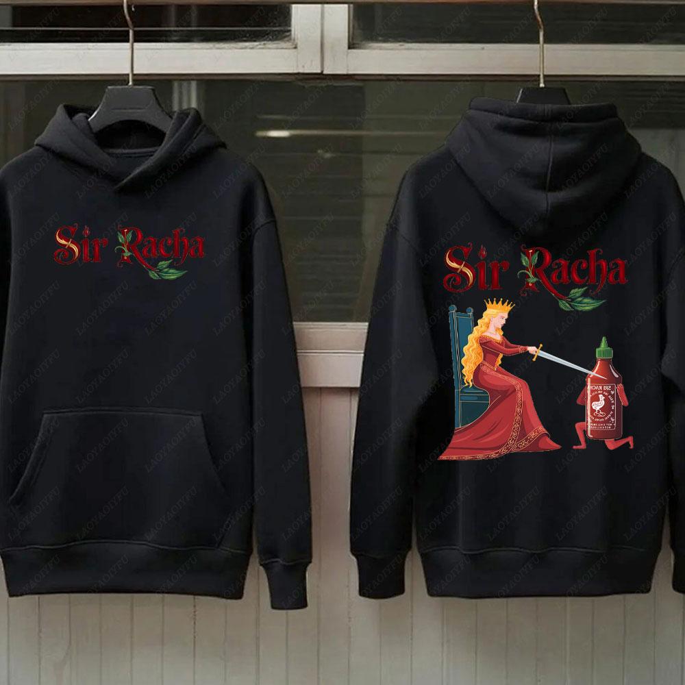 Sir Racha Man Woman 2 SidedHoodies Sri Racha Medieval Art Pullover Sriracha Fan Merch Retro Medieval Graphic Sweatshirt Hoodie