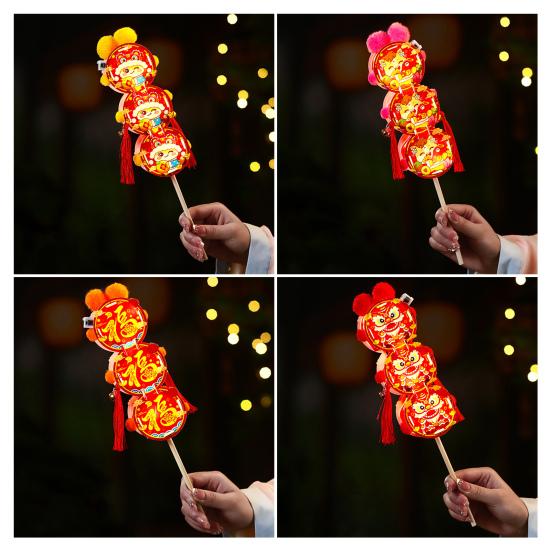Red Chinese New Year Paper Lantern Traditional Light Up Candied Haws Lantern for Spring Festival Home Decoration Mid-Autumn Hanfu Cosplay