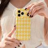 Yellow Plaid Tulip Tiny Bow Pattern Wavy Edge Phone Case For iPhone 17 16 15 14 13 12 11 8 7 Plus Pro Max Soft Protective Cover