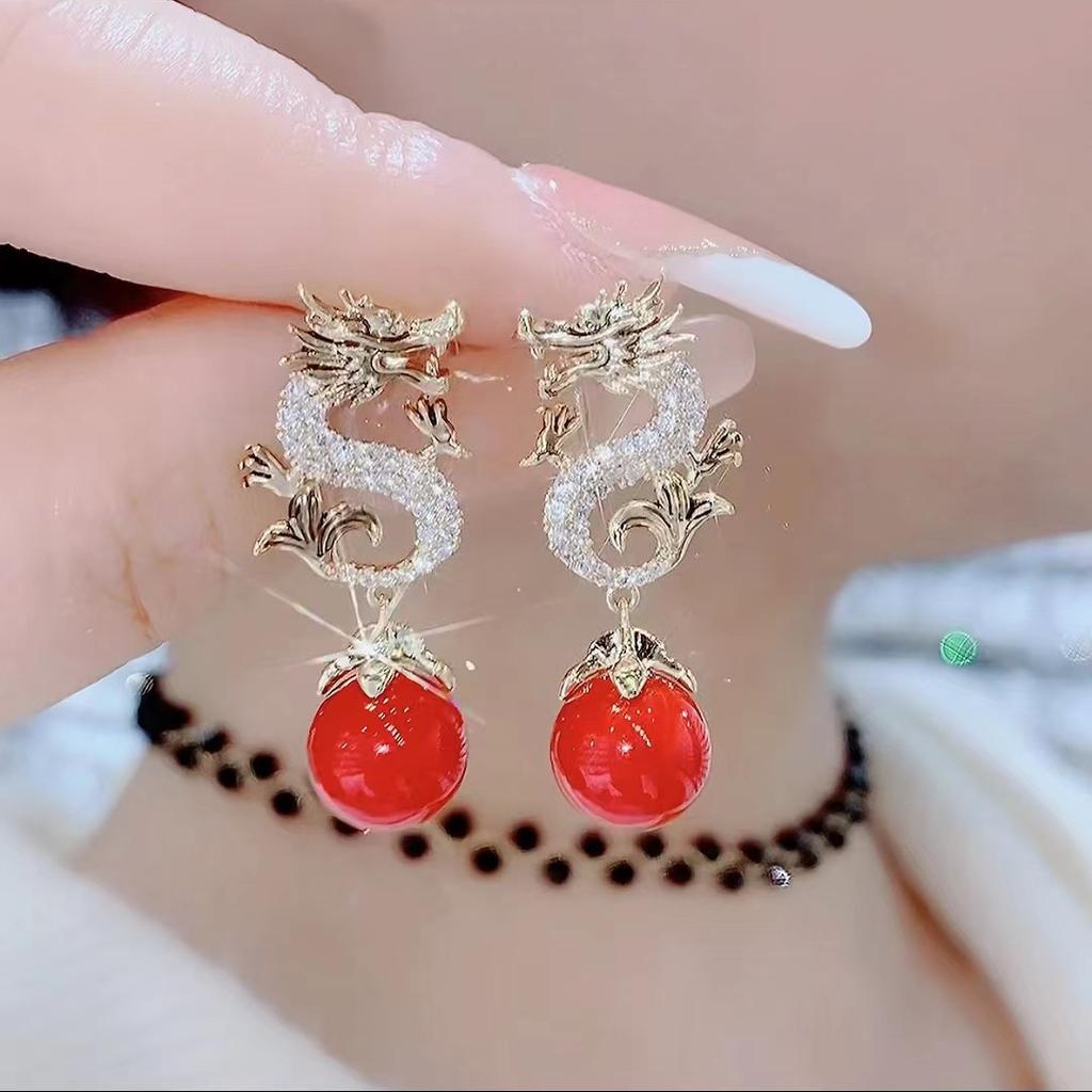 Ohrringe mit Friedensschnalle im antiken Stil, einfache und vielseitige leichte Luxus-Ohrringe im Palaststil, Hanfu-Cheongsam-Zubehör