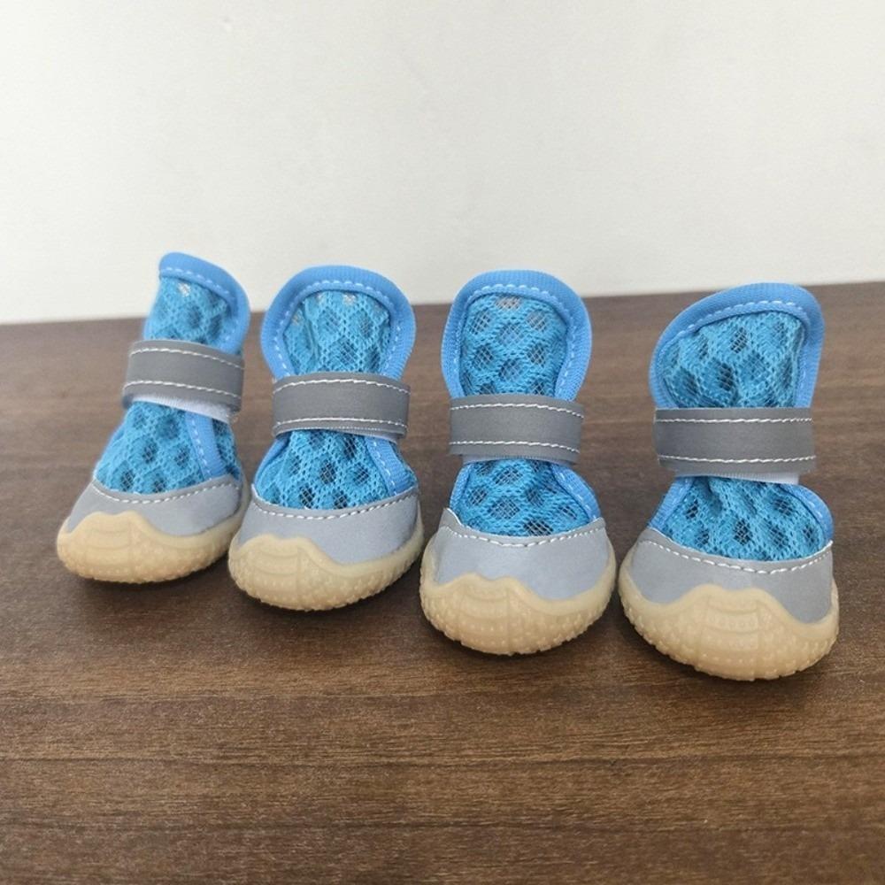 4PCS Breathable Puppy Foot Covers Reflective Pet Paw Protector Dog Mesh Shoes  Paw Protection