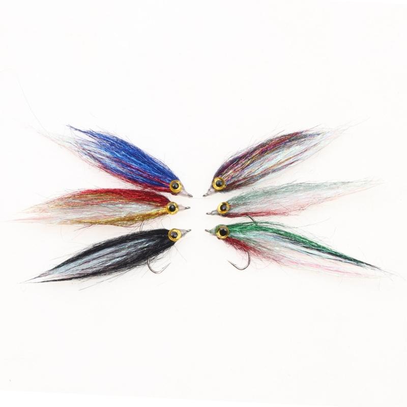 6pcs Ice Dub Minnow Fly Lures Set Realistic Baits Fish Lures for Salmon Fishing Supply Accessory