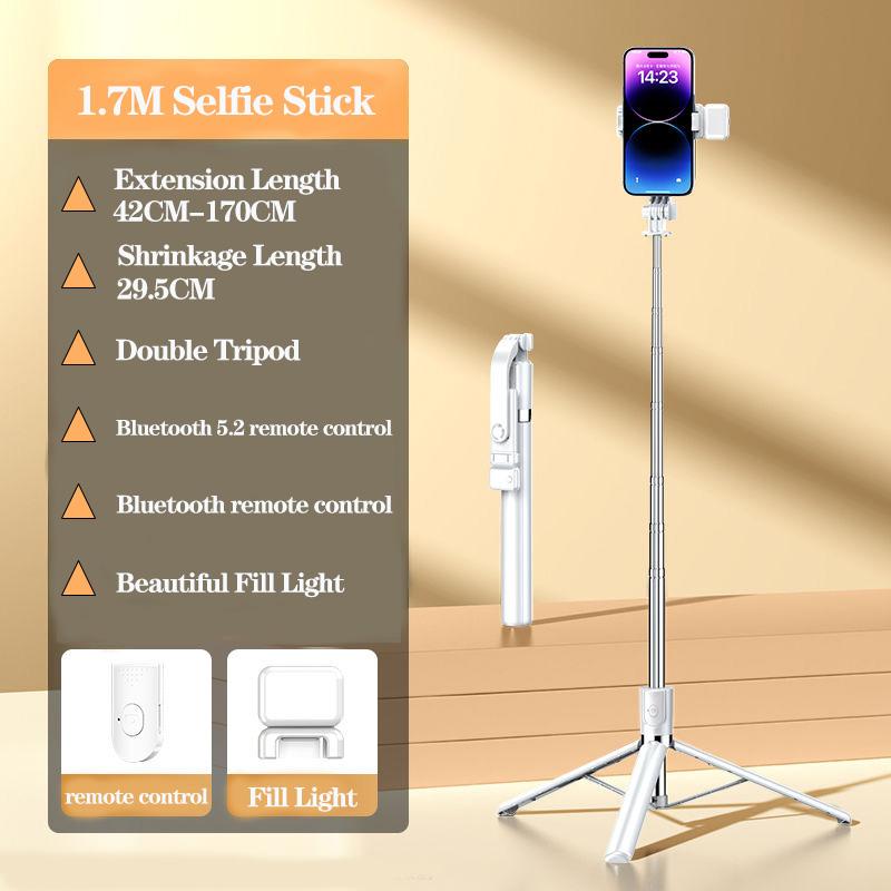 Wireless Selfie Stick Tripod Stand Bluetooth Remote With Fill Light for iPhone Mobile Phone Vlog Tiktk Live Streaming