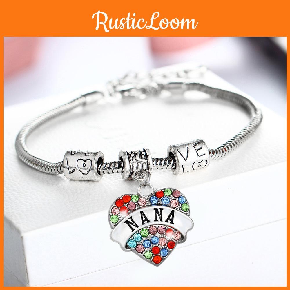 Elegant Family Members Inlaid Colorful Rhinestone Love Heart Bracelet Gift For Every Occasion