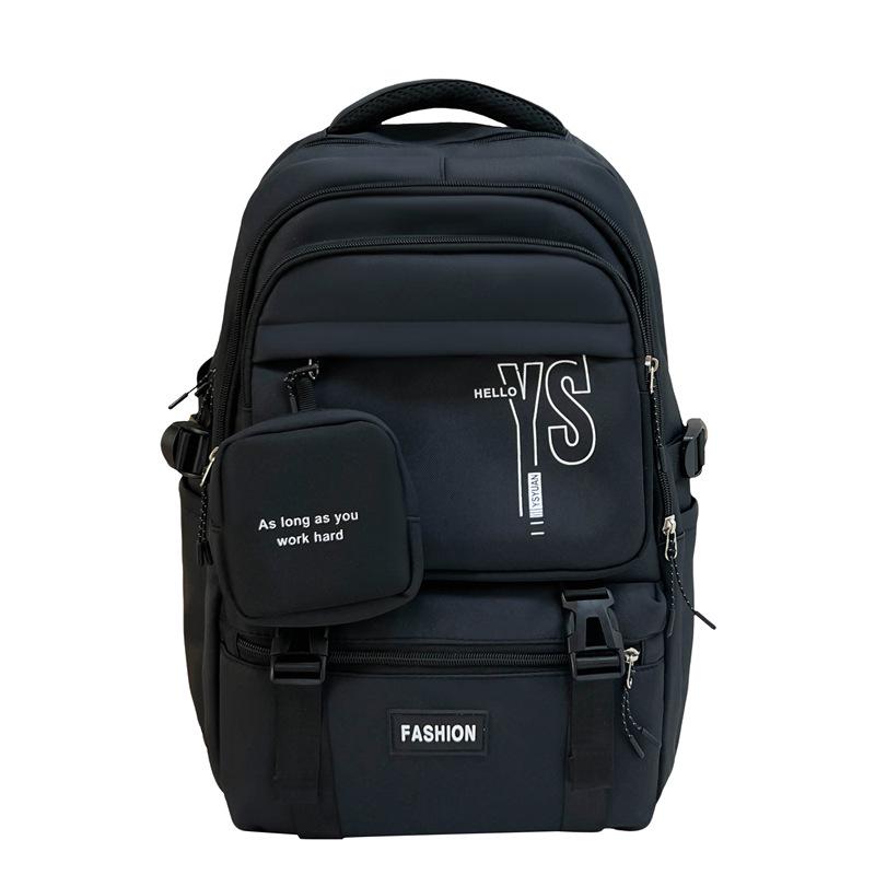 Korean-Style Color Block Backpack - Versatile, Fashionable, Large Capacity for Middle and High School Students