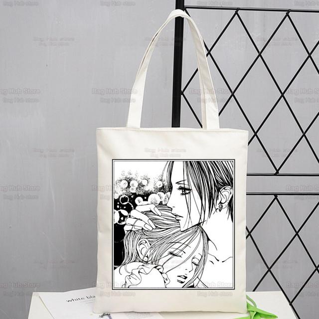 Nana Osaki Anime Women Package Canvas Bag Manga Komatsu Nana Handbags Shoulder Bags Casual Black Stones Shopping Girls Handbag