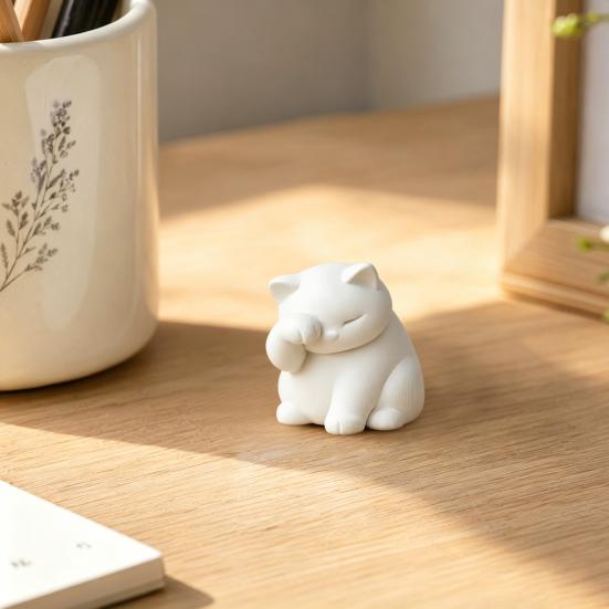 Cat Ornament, 3D Printed Decompression Decoration, Matte Texture Cat Face Covering Figure for Desktop Decor