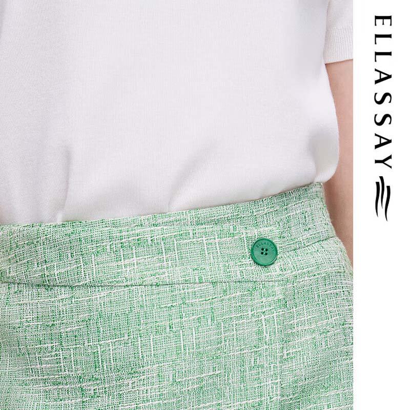 ELLASSAY Flowline Tweed High-Waist Skirt