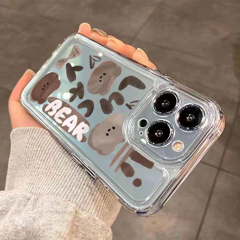 Cute Bear Head Phone Case for Apple 17PROMAX, 16PRO, 15/13/14/12/11 with Precise Cutouts