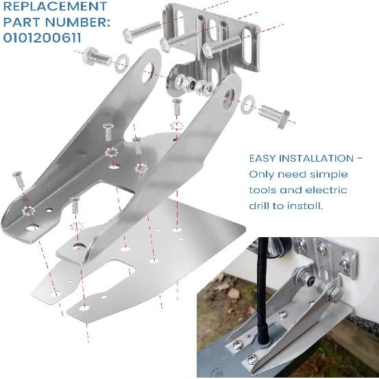 0101200611 Heavy Duty Transom Mount with Spray Sheild Compatible with Garmin Echo, GPSMAP, GT 4pin, 8pin, 12pin Transducer