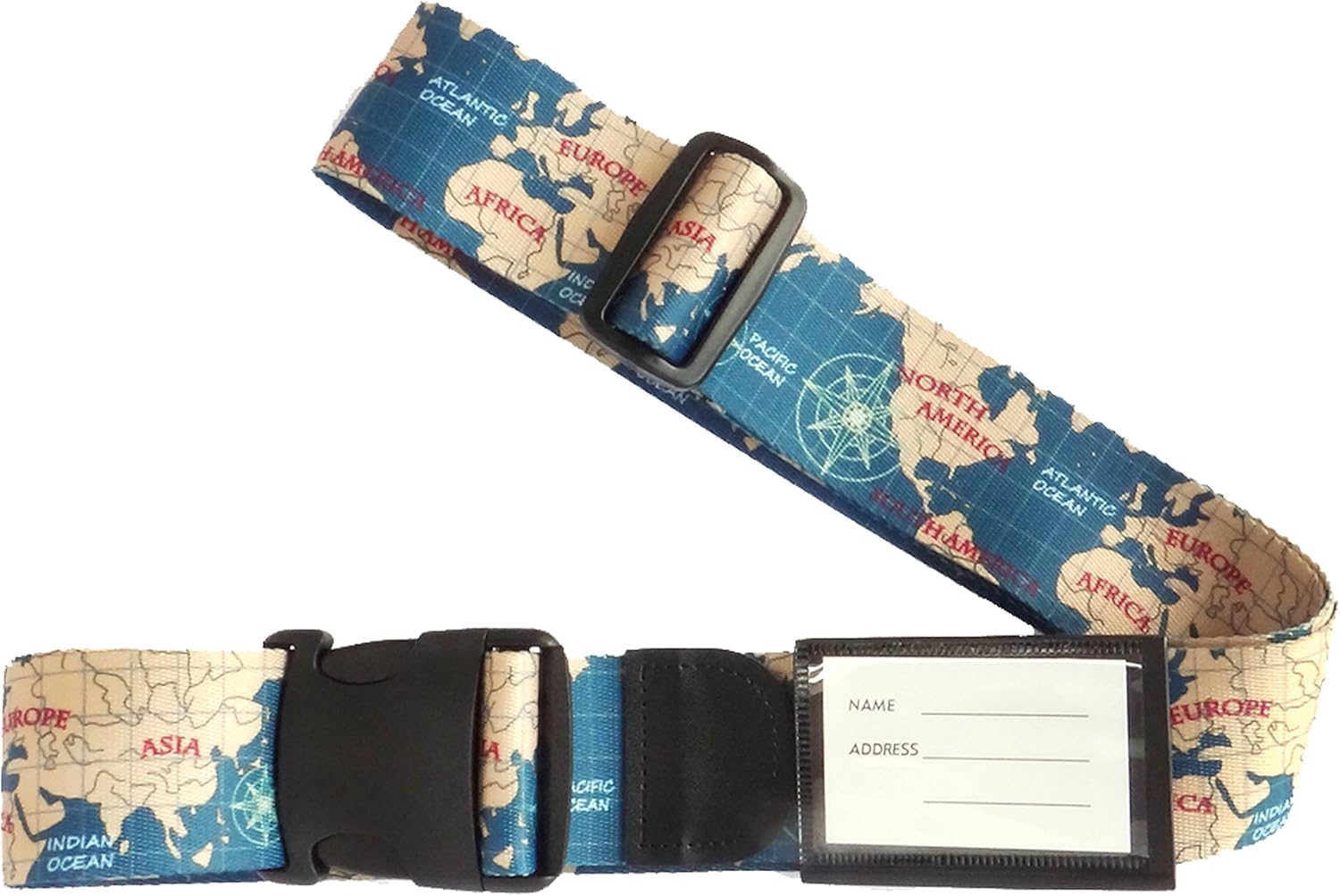 

Vanguard Suitcase Made in Cute and World Map with TSA Lock Belt, Japan, One-Touch Detachable, Eye-Catching Pattern, Navy,