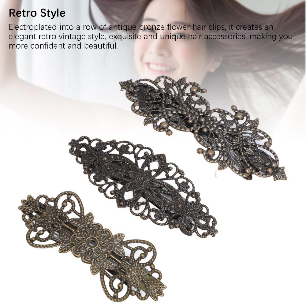 Portable Vintage Hair Clip Elegant Antique Flower Barrettes Hair DIY Accessories For Women