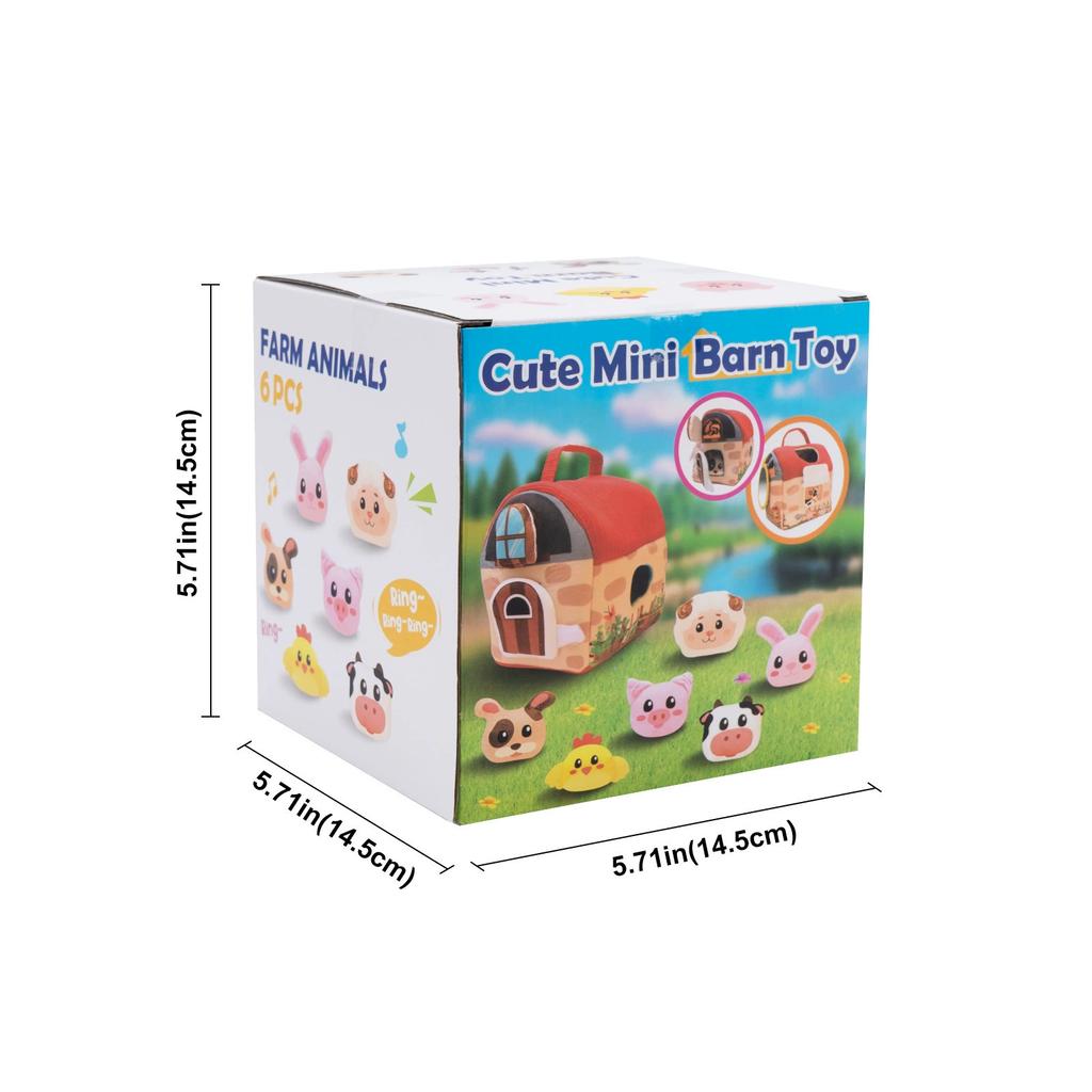 Mini Farm Animal House Bag Cartoon Animal Dolls Small House Cute Plush Toys Bedside Decoration Party Birthday Gifts For Children
