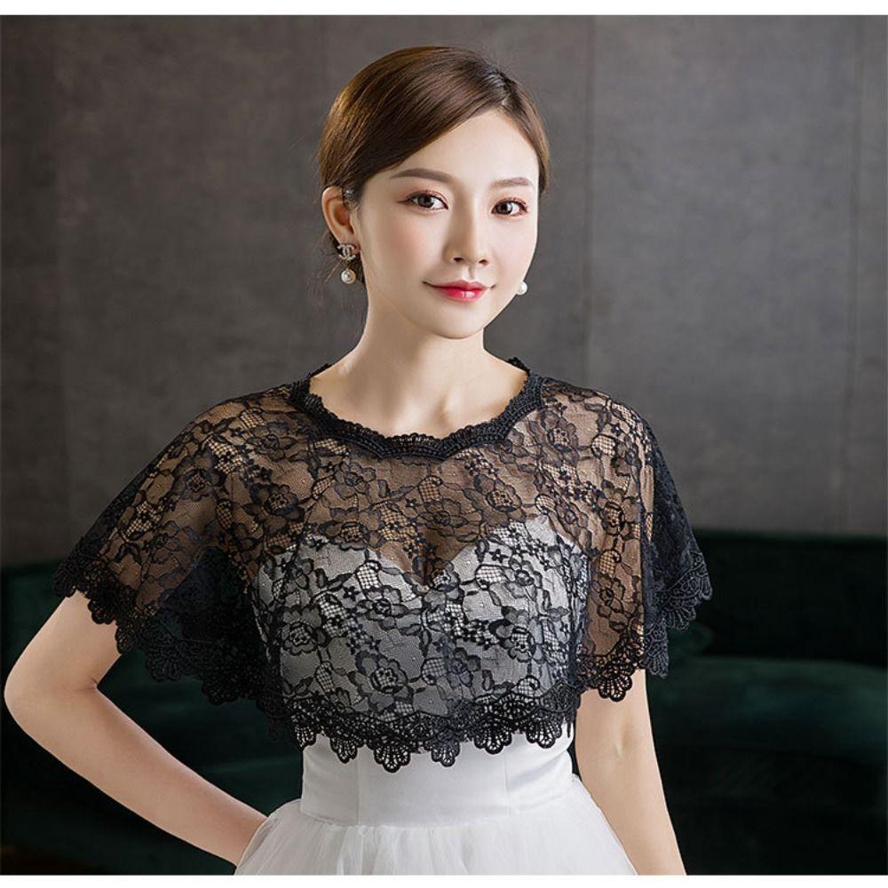 Hollow Out Lace Cover Up Tops Retro Fake Collar Fashion Lace Shawl Poncho  Shoulder Decoration