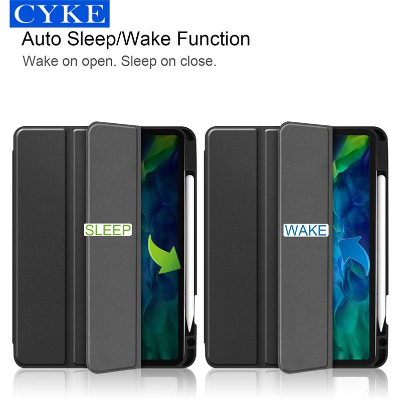 CYKE Trifold Flip Tpu Tablet Case 11 Inch Pu Leather Case for Apple 2020 Ipad Pro 11 Tablet Cover With Pencil Holder