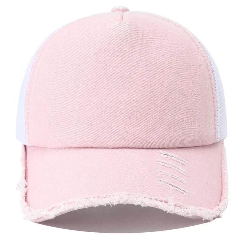 2024 New Summer Women's Black White Pink 5 Panel Baseball Cap with Breathable Mesh Trucker Snapback Hats for Men Women Gorros