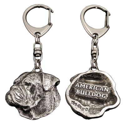 American Bulldog, Old Country Bulldog - Versilberter Schlüsselanhänger mit Hund in Geschenkbox, Handtaschenschmuck, Rucksackanhänger von der Marke