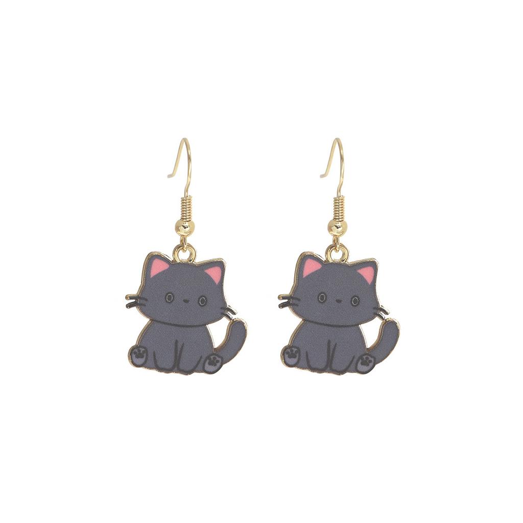 Fun Cartoon Cute Kitten Earrings, Creative Simple Earrings Animal Earrings