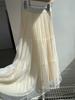 Elegant High-Waist Pleated Mesh Midi Skirt for Women - Summer Style