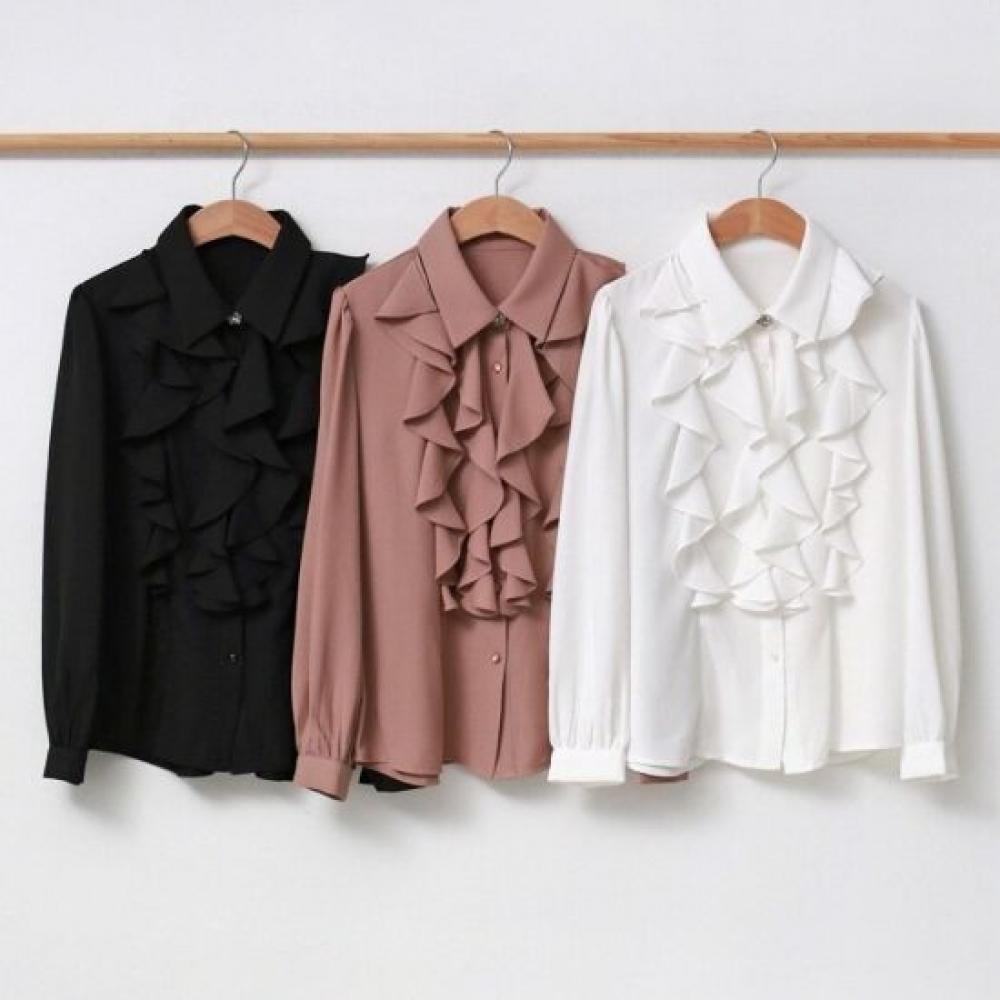Style Latte Women S Frill Chiffon blouSe Spring Autumn Office Wear