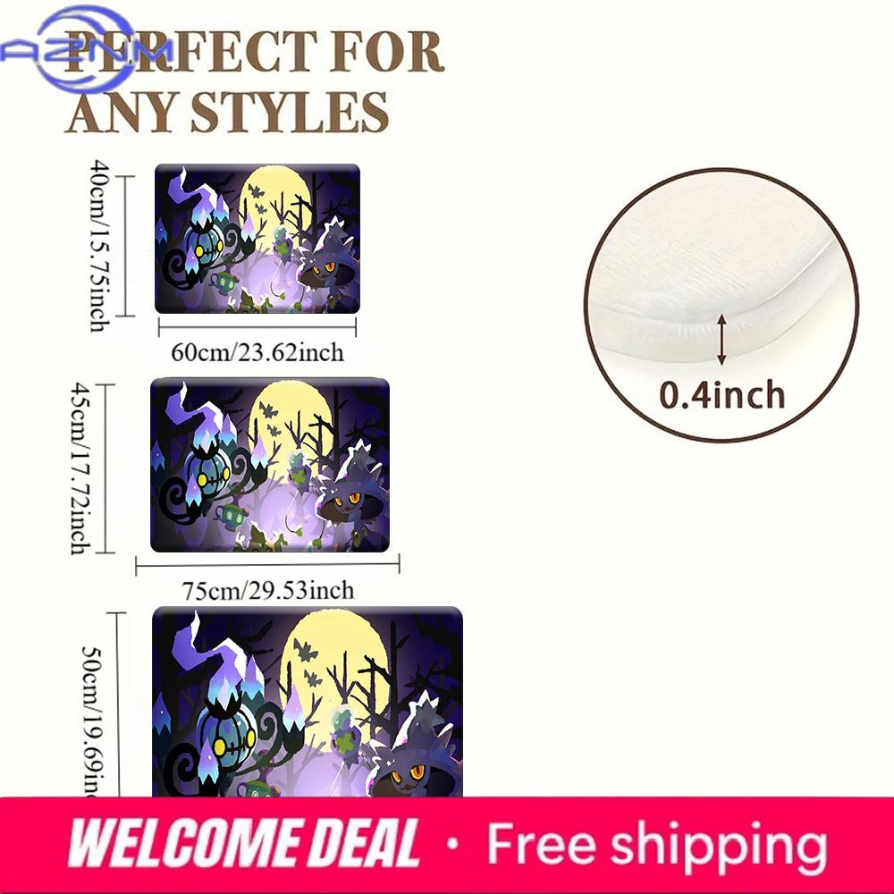 Pokemon Chandelure Mismagius Spooky Night Print Non-Slip Doormat, Absorbent Floor Mat for Home Decor