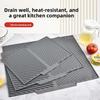 Silicone Dish Drying Mat-Silicone Drying Pad for Kitchen Counter, Non-Slip Drain Pad High-temperature Resistant Kitchen Gadget
