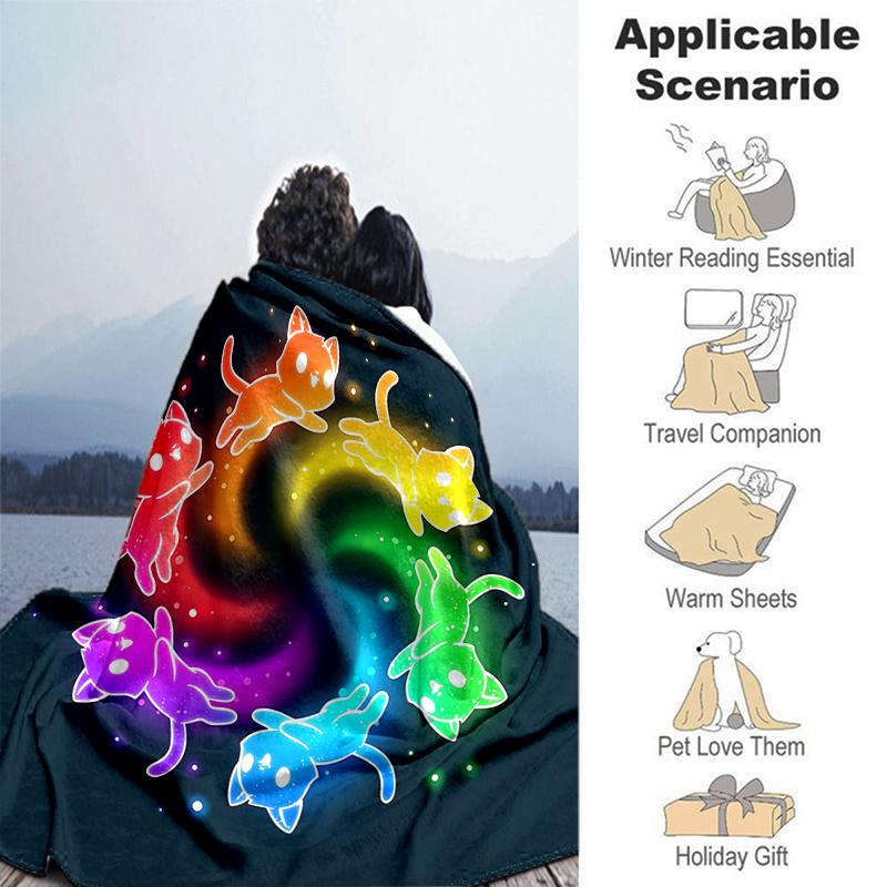 1pc Six Colorful Cute Kittens Blanket Home Decorative Throw Gift, Living Room, Travel, Camping, Car Blankets
