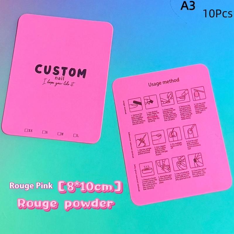 10Pcs False Nails Display Cards Fluorescent Color  Style False Nail Tips Portable Nail Art Storing Manicure Showing Tools