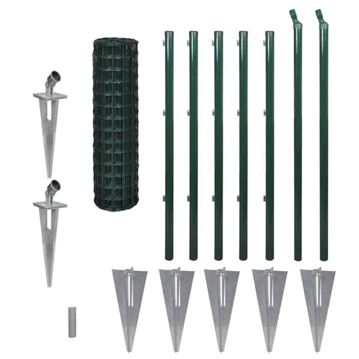 VidaXL Jeu de Clôture avec des Piquets de Sol Jardin 10 x 1 m Acier Vert 142382