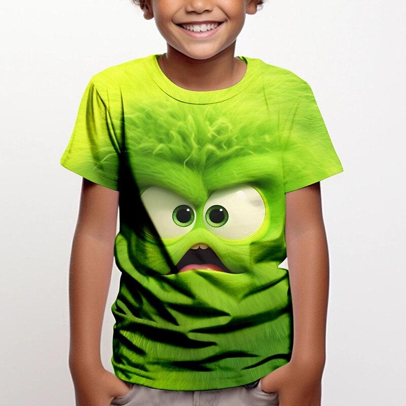 3D Pattern Animal Print Children's T-shirt Short Sleeved Summer Sports Fashion Street Casual Top