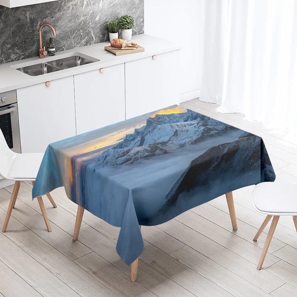 Scenery Printed Tablecloth Stain Resistant Waterproof Wedding Party Restaurant Banquet Decoration Home Table