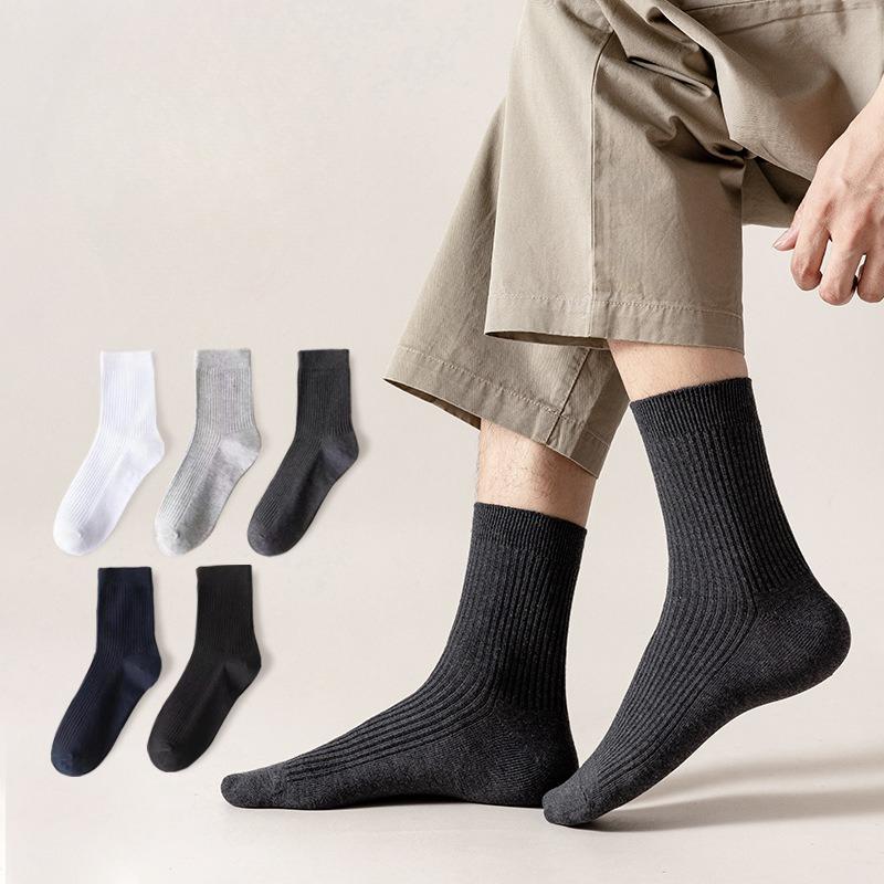 Men's Mid-calf Socks, Spring and Autumn Sports Anti-odor Long Calf Socks, Four Seasons Thin Double-needle Classic Long Socks