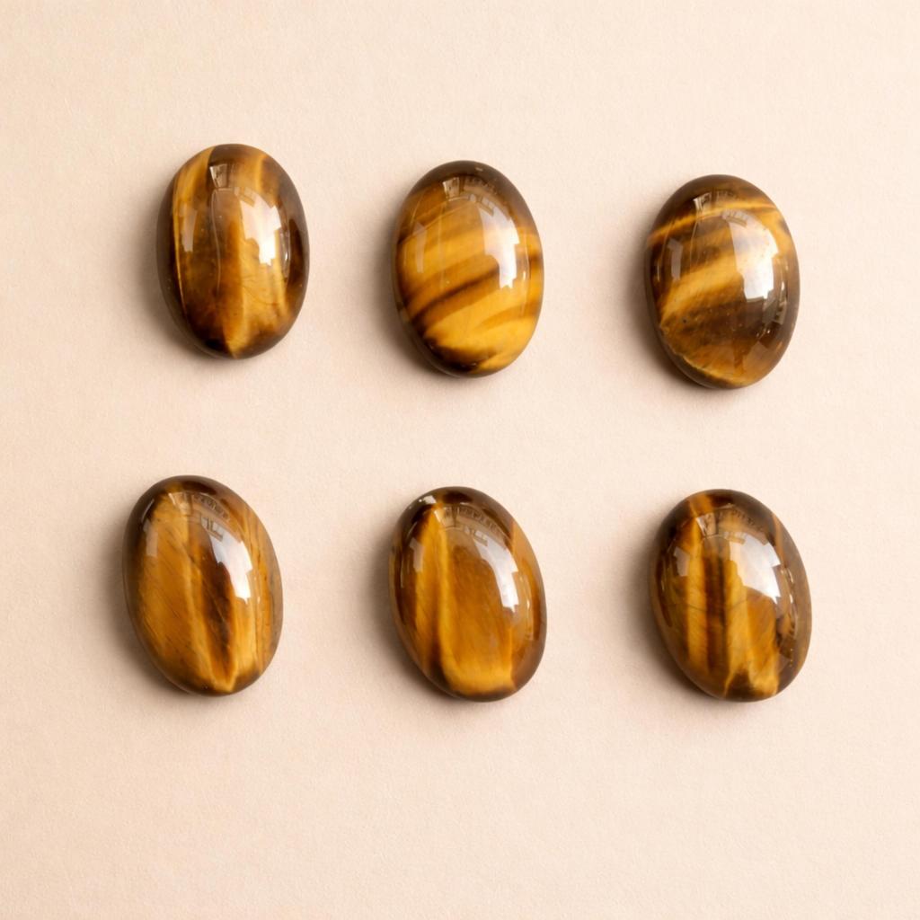 Tiger’s Eye Oval Cabochons – Natural Golden Brown Gemstone for Jewelry Making