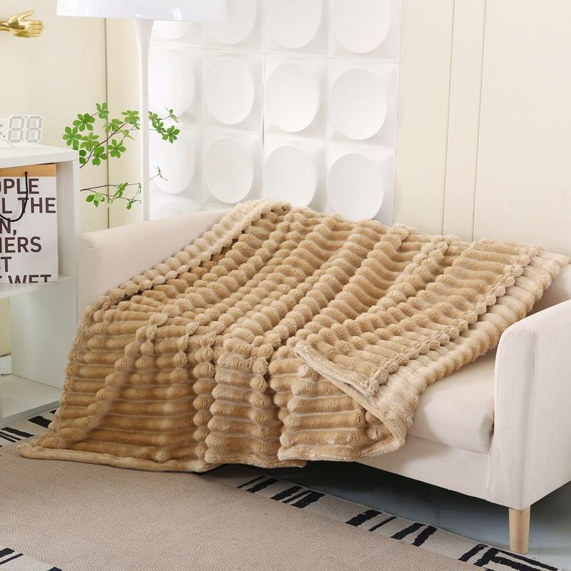 Flannel Rabbit Hair/rabbit Velvet Air Conditioning Nap Blanket - Modern Simple Four-season Universal