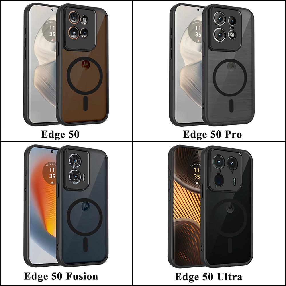KEYSION Magnetyczne Etui na Telefon do Motorola Edge 50 Pro 5G Matowe Półprzezroczyste Przezroczyste Odporne na Wstrząsy Pokrowiec do Edge 50 Ultra 50 Fusion 5G