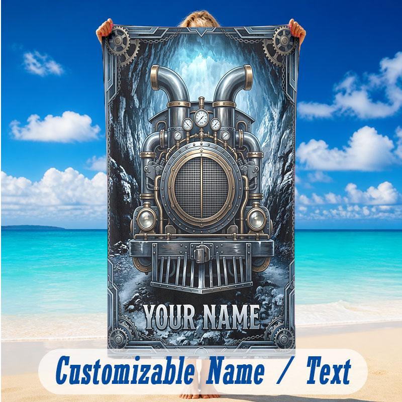 Adventure Journey Theme Beach Towel Personalized Custom Name & Text Soft Quick Dry Beach Towel for Swimming Travel