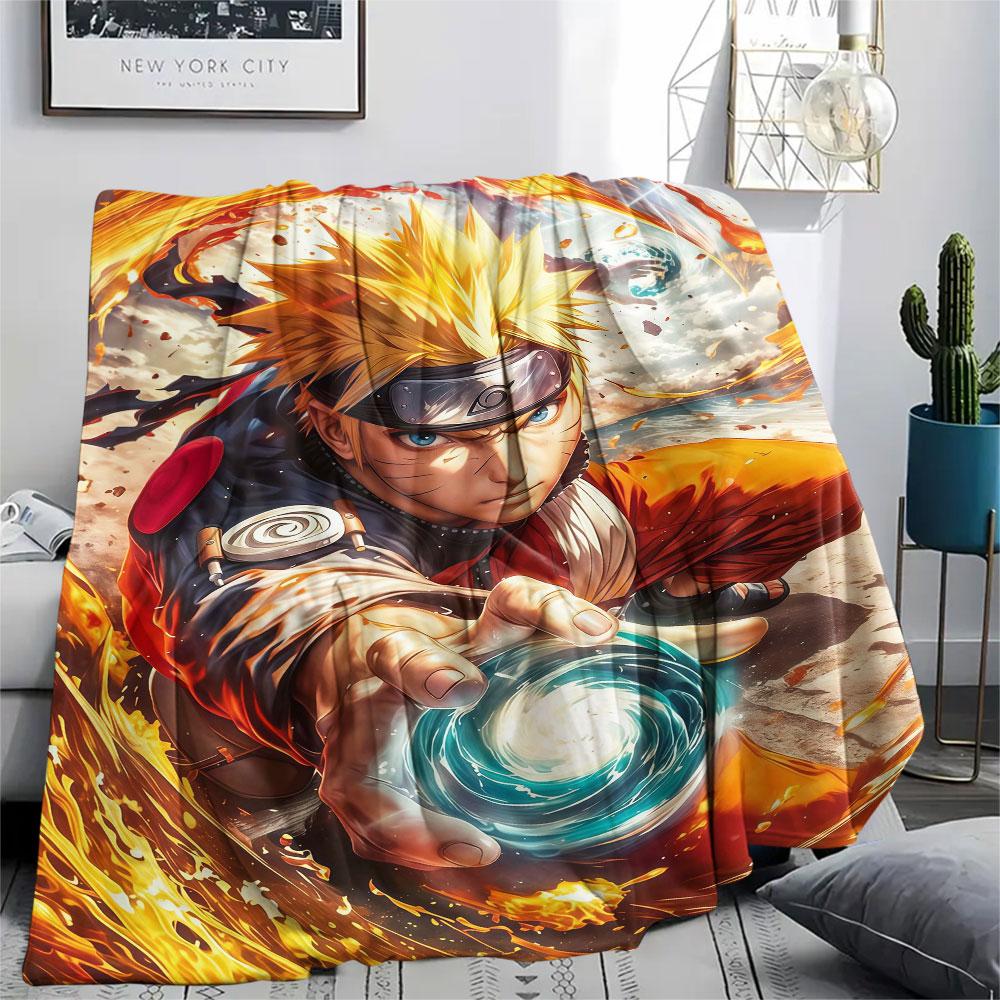 1Pc Naruto Lightning Print Flannel Blanket, High Quality Comfortable for All Seasons, Home Decor, Warmth and Comfort, Perfect for Christmas Gifts